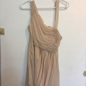 Cream/nude cocktail one-shoulder dress
